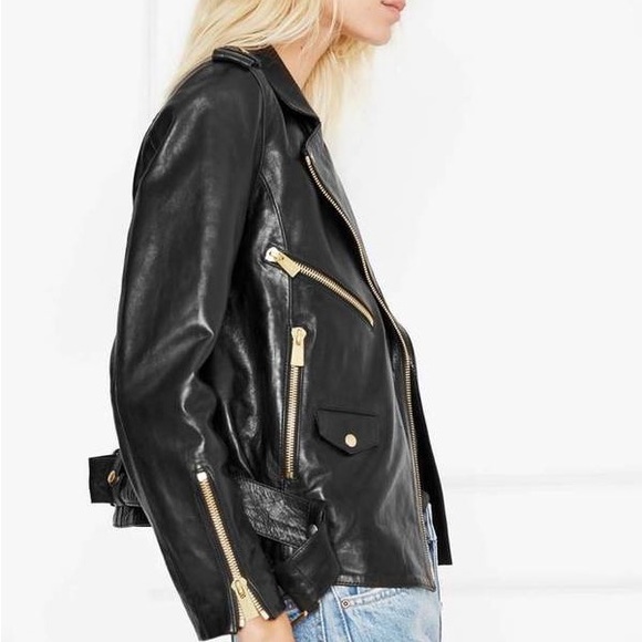 Anine Bing vintage black leather jacket with gold detailing - Picture 4 of 4